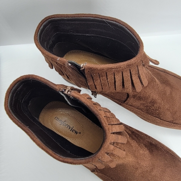 Comfortview Women's The Marion Shootie 7.5 WW Brown Flats Padded Insoles Suede - Picture 2 of 11